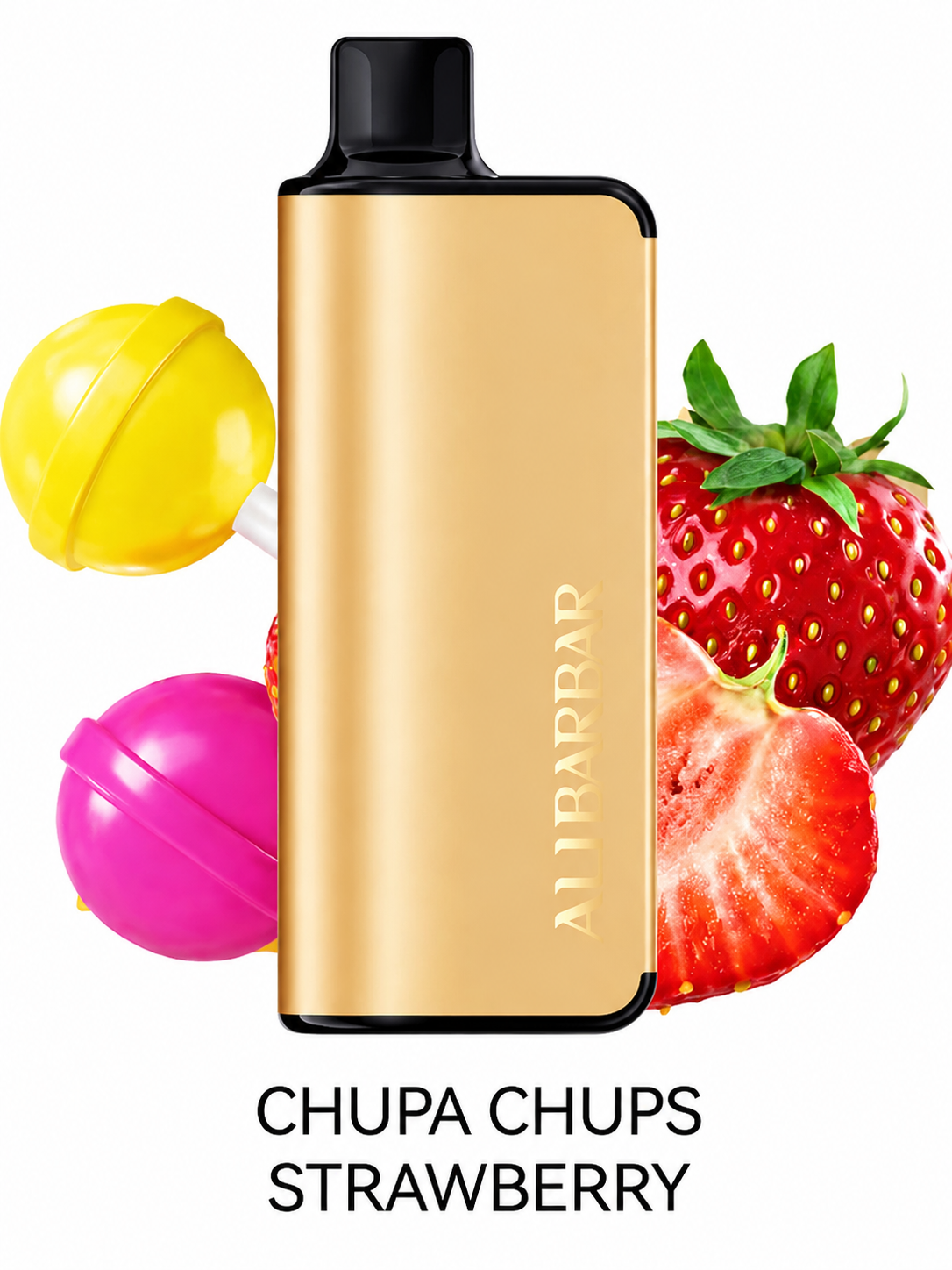 a2f329ae3df8169a78db9c8d9c26e9f9 CHUPA CHUPS STRAWBERRY– Alibarbar 9000 Puffs Disposable Vape 🍓🍬 Sweet Classic Candy - Image 1